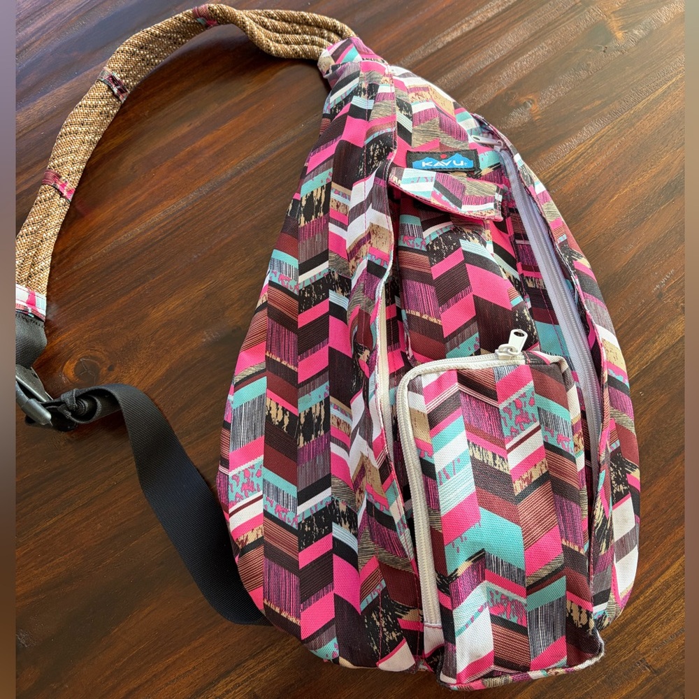 KAVU Backpack Sunset Blocks Rope Sling Bag Pack Crossbody Adjustable Travel Hike